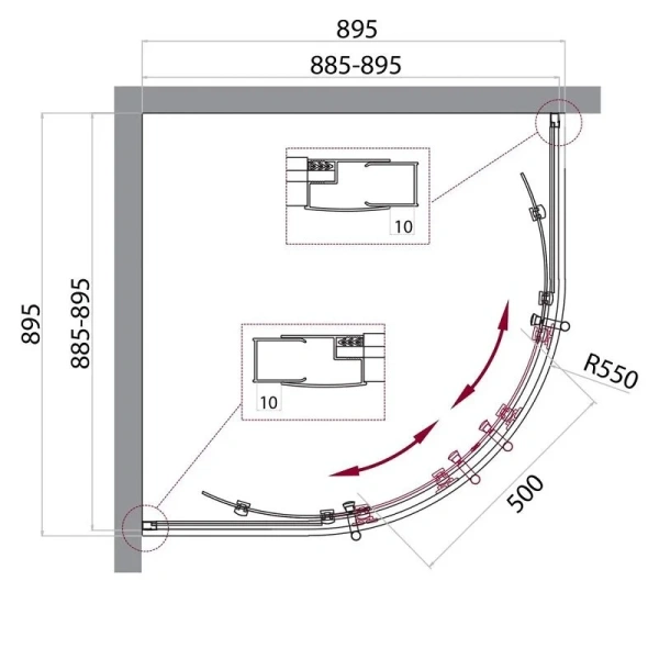 Душевой уголок BelBagno Uno-195 90х90 см профиль черный стекло рифленое - фото 2