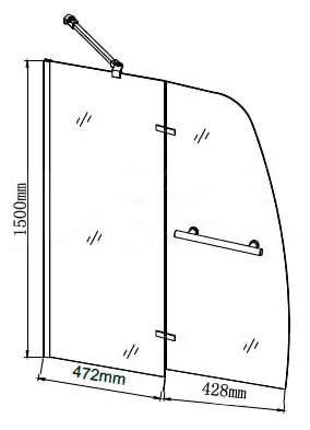 Шторка для ванны Grossman 90х150 см распашная - фото 2