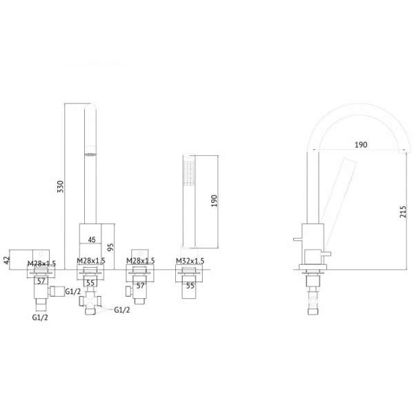 Смеситель для ванны Abber Wasser Kreis никель, для ванны - фото 2