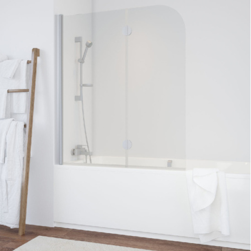 Душевая шторка на ванную профиль матовый хром стекло прозрачное Vegas-glass - фото 1