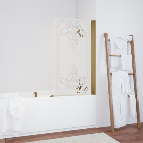 Душевая шторка на ванную рисунок прозрачный стекло матовое Vegas-glass EV 76 ARTDECO D1 R, стеклянные - фото 5