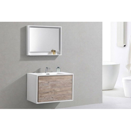 Тумба под раковину подвесная Vincea Alessia 90 см N.Wood/L.White, по запросу - фото 2