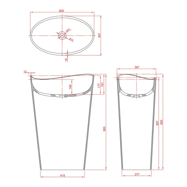 Раковина напольная Montebianco Onda Grande 60 см белая - фото 2