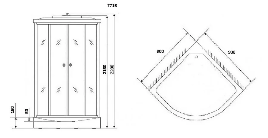 Душевая кабина Niagara Luxe 90x90 см профиль серебро, со средним поддоном - фото 3