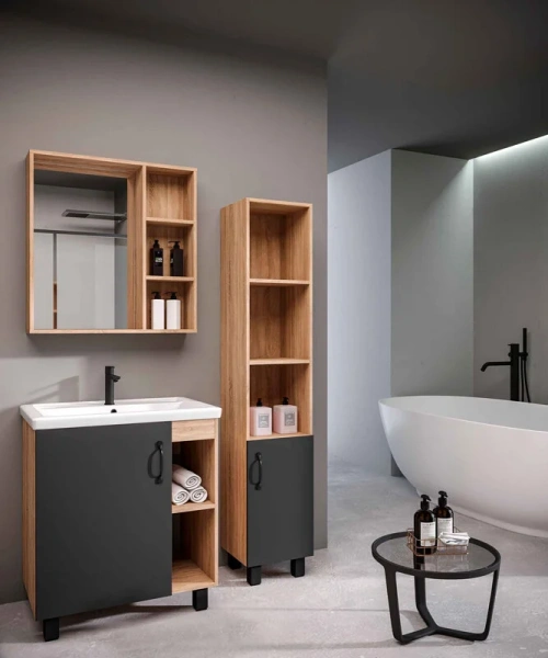 Тумба под раковину напольная Grossman Флай 71,5 см дуб сонома/серая, комплект (набор) - фото 8