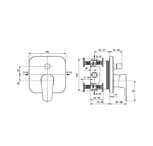 Смеситель для душа Ideal Standard Ceraplan III A6115AA с внутренней частью - фото 2