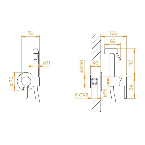 Гигиенический душ со смесителем RGW Shower Panels черный, для туалета - фото 2