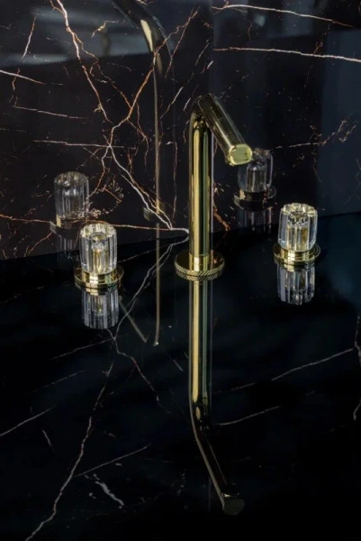 Смеситель для раковины Boheme Elegante золото, двухвентильные - фото 8