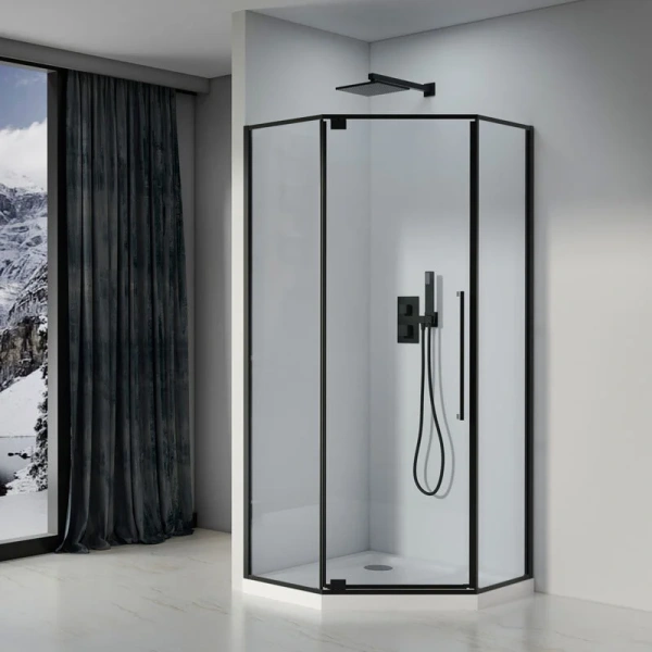 Душевой уголок Black&White Stellar Wind 90x90 см профиль черный, стекло прозрачное, современные, hi-tech - фото 3