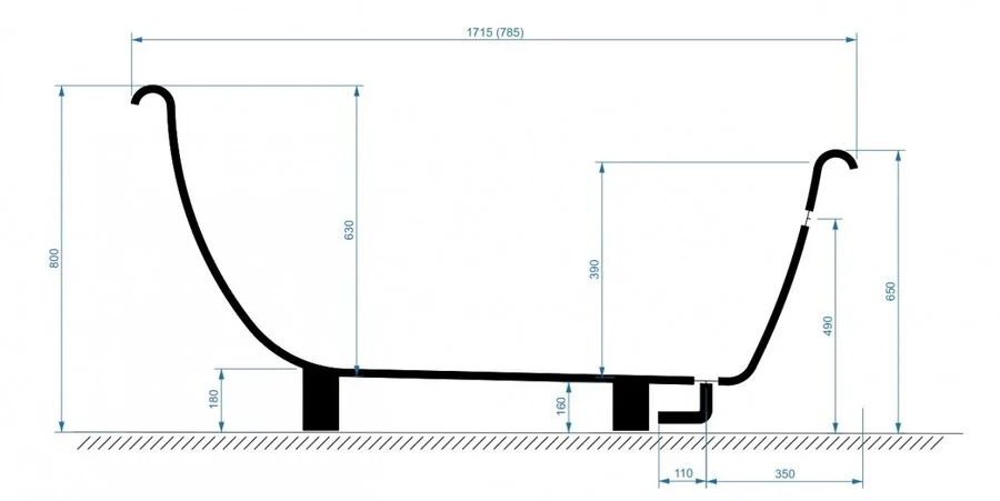 Ванна из искусственного камня Belux Ладья ВЛА 1700, 4810924220271, 170 x 80 см, белый - фото 2