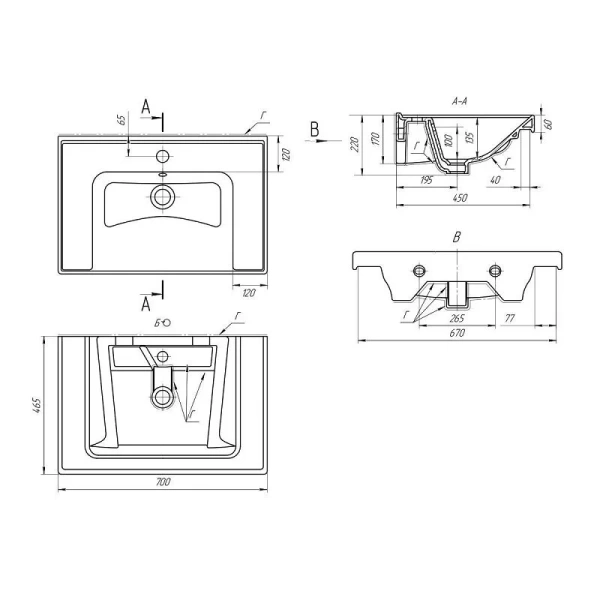 Раковина мебельная Lemark Грэйс 70 см керамическая, нет в наличии - фото 2