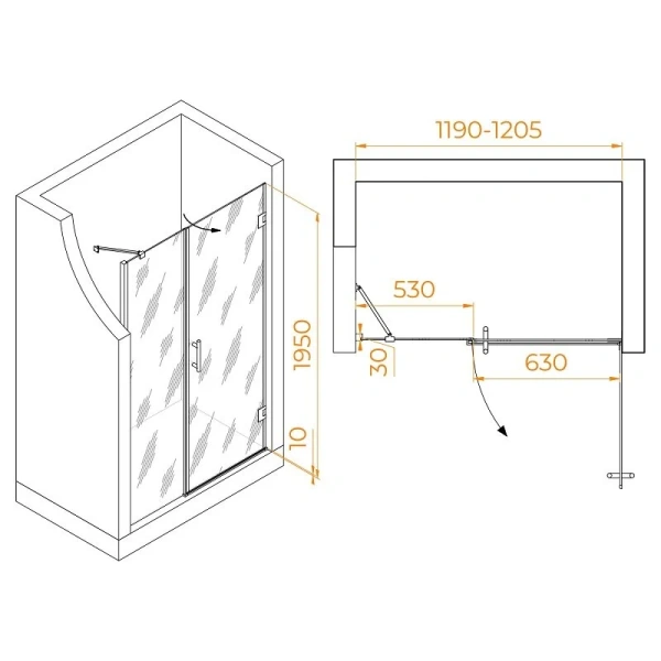 Душевая дверь в нишу RGW Hotel HO-012 350601212 120 см прозрачное стекло - фото 3