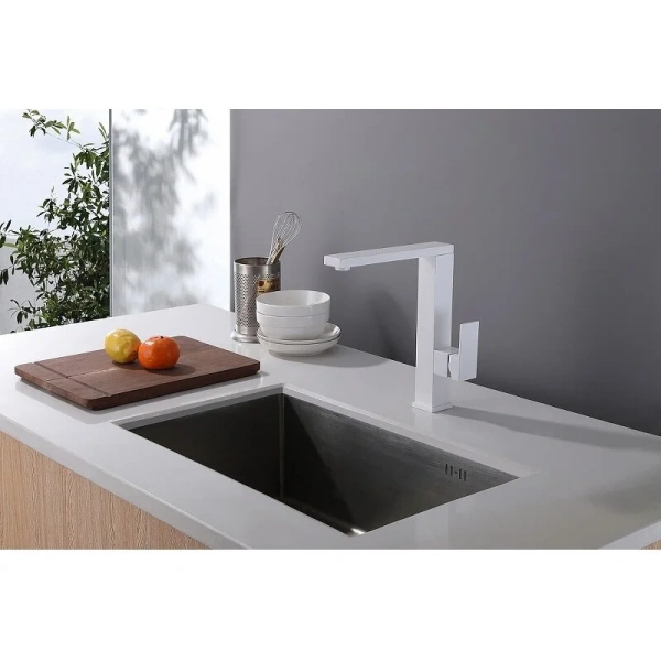 Смеситель для кухни Abber Daheim белый матовый, современные, hi-tech - фото 3