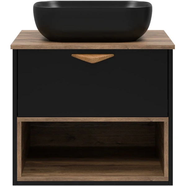 Тумба под раковину подвесная Brevita Bergen 60 см черная, окрашенные, под дерево - фото 9