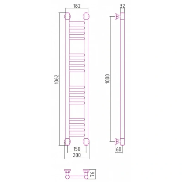 Полотенцесушитель водяной Сунержа Богема+ 15х100 см белый матовый, белыe - фото 3