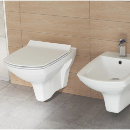 Унитаз подвесной Cersanit Carina безободковый, современные, hi-tech, прямоугольные - фото 4