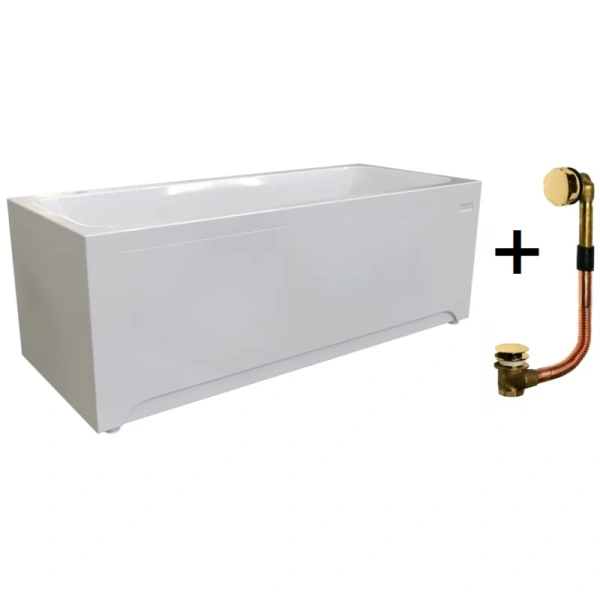 Акриловая ванна Радомир Патрисия 1-01-3-0-1-331К, 170 x 70 см, каркас, фронтальный экран, сифон, слив-перелив автомат в комплекте, белая/золото, без гидромассажа - фото 6
