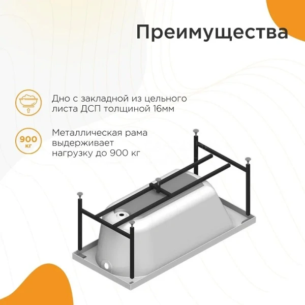 Гидромассажная ванна Radomir Николь 2-80-2-0-0-210Р, 180 x 80 см, рама-подставка разборная, фронтальный экран, слив-перелив автомат, гидромассаж Релакс хром КУ 100, белая, прямоугольные - фото 5