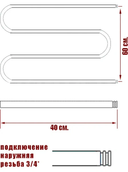 Полотенцесушитель водяной Ника Simple 60x40 см хром, современные, hi-tech - фото 2
