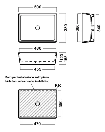 Раковина встраиваемая Hatria Happy Hour YXSQ01 50х40 см - фото 2