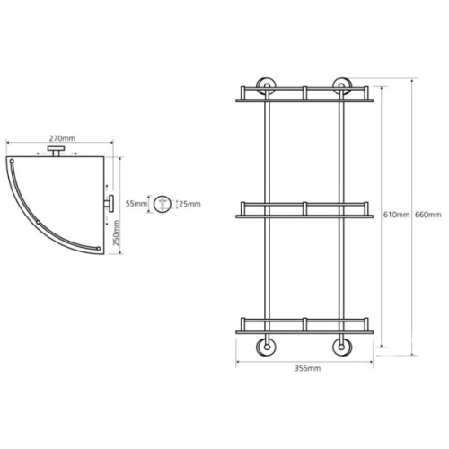 Полочка для ванной Bemeta Omega тройная - фото 2