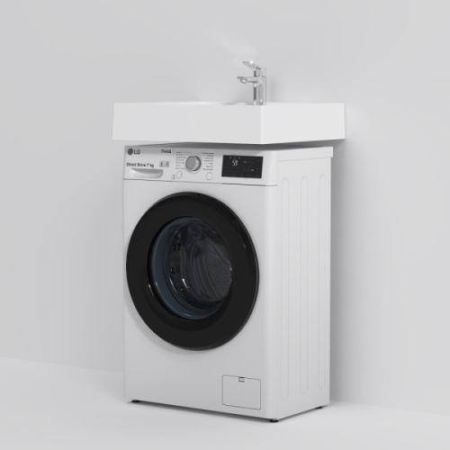 Раковина над стиральной машиной Am.Pm X-Joy 60 см литьевой мрамор, прямоугольной формы, кувшинка - фото 5