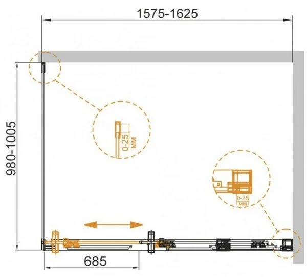Душевой уголок Cezares Duet Soft 160х100 см прозрачное стекло, профиль хром - фото 2