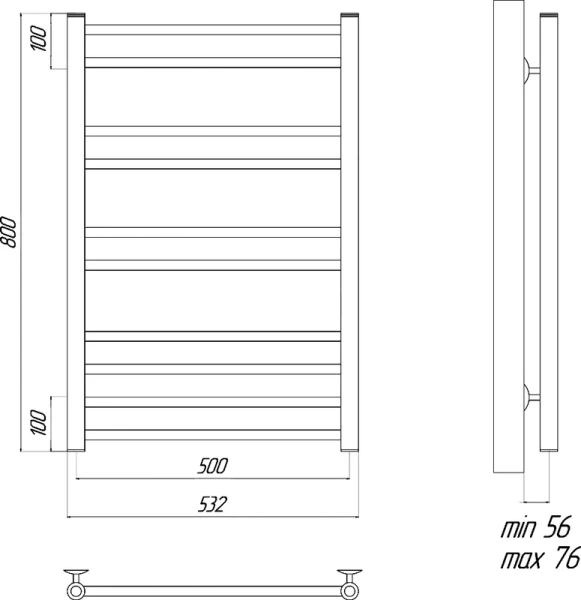 Полотенцесушитель водяной Lemark Ursus 50х80 см черный, черный - фото 3