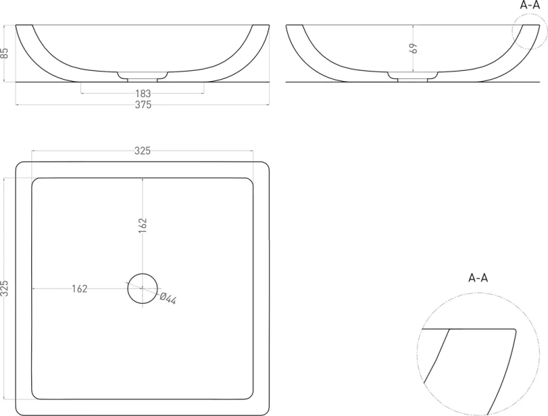 Раковина Salini Callista 04 38 см глянцевая, маленькие, в форме чаши, квадратная, плоская - фото 5