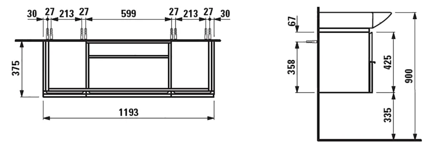 Тумба под раковину подвесная Laufen Case 120 см мелованный дуб - фото 2