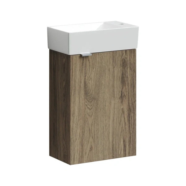 Тумба под раковину подвесная Sancos Mini 35 см дуб чарльстон, левая, по запросу - фото 2