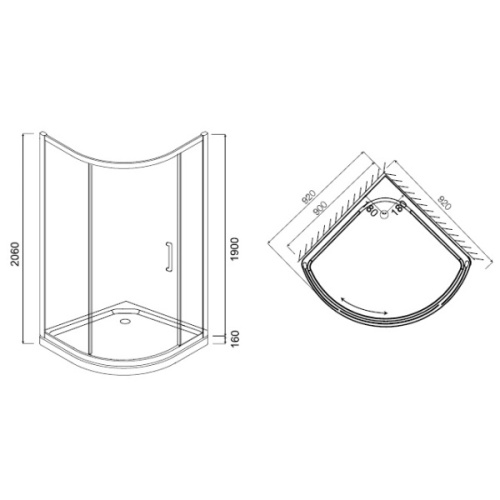 Душевой уголок Am.Pm Bliss L Solo Slide 90х90 см стекло матовое - фото 2