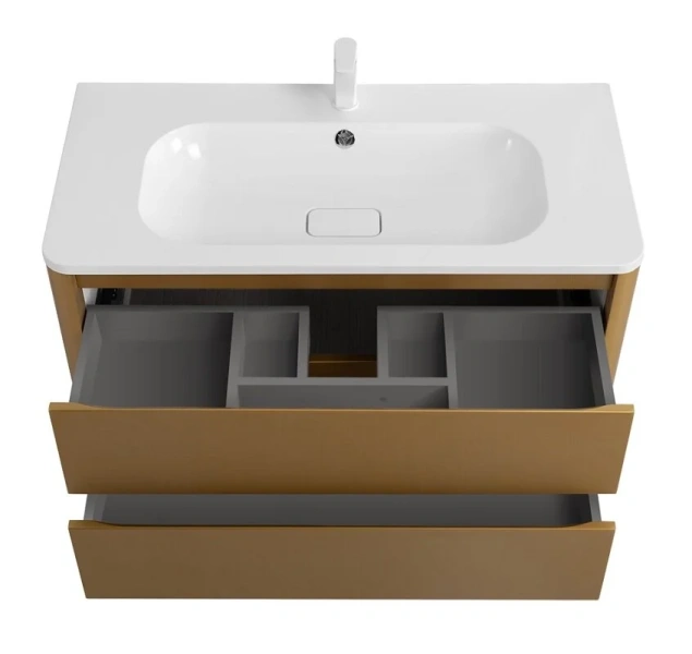 Тумба под раковину подвесная Cezares Relax 100 см брашированное золото - фото 4