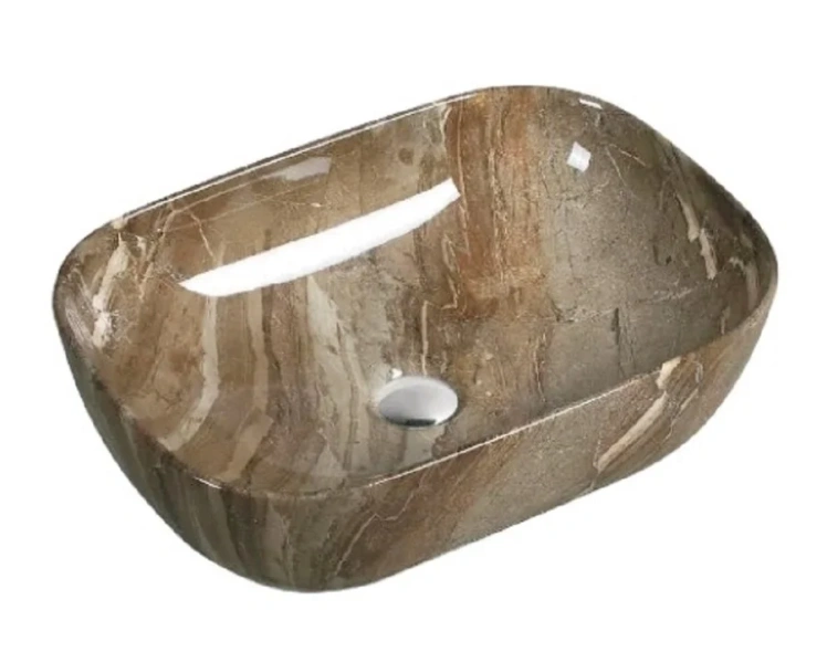 Раковина SantiLine 46 см темно-коричневый мрамор - фото 1