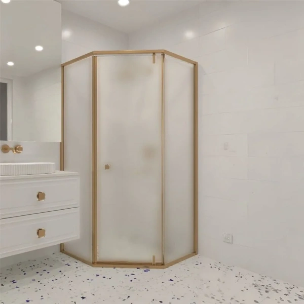 Душевой уголок RGW Hotel HO-088Gb 100x100 см профиль золото Brush, стекло матовое - фото 1