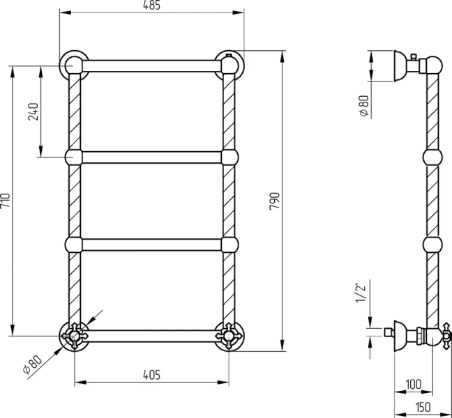 Полотенцесушитель водяной Migliore Edera 49х79 см золото - фото 2