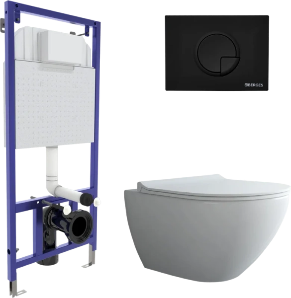 Унитаз с инсталляцией BERGES Puma крышка микролифт - фото 1