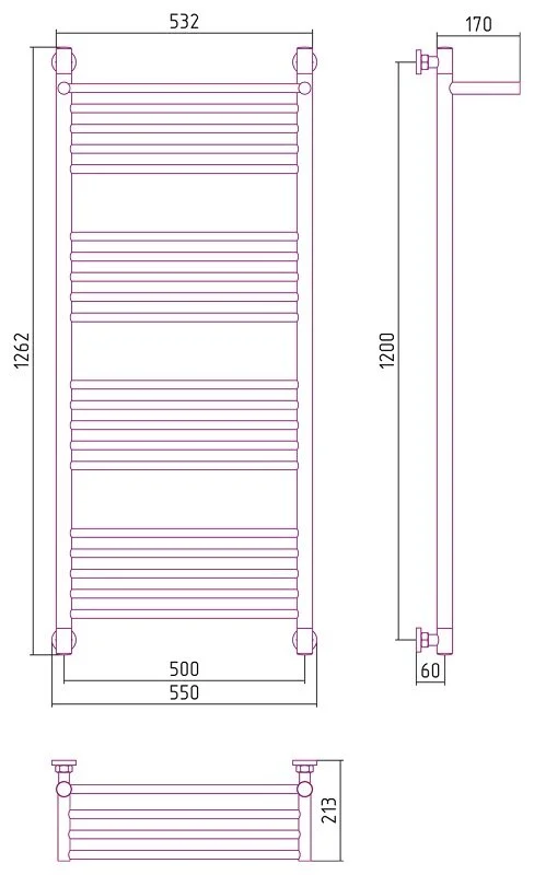 Полотенцесушитель водяной Сунержа Богема+ 50x120 см хром - фото 2