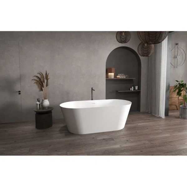 Ванна из искусственного камня Abber Stein 170x80 см белая матовая, овальные - фото 5