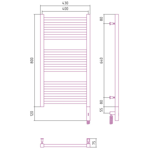 Полотенцесушитель электрический Сунержа Модус 3.0 40x80 см правый другие цветовые решения - фото 4