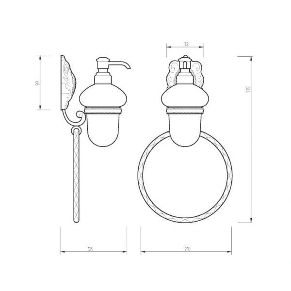 Дозатор для мыла с полотенцедержателем Migliore Cleopatra 166 с кольцом - фото 2
