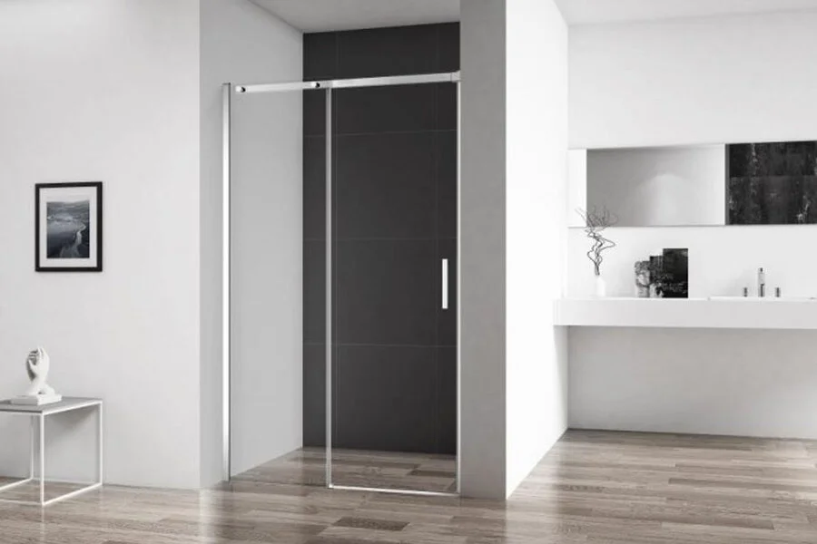 Душевая дверь в нишу Belbagno Acqua 100 см профиль хром стекло прозрачное - фото 3