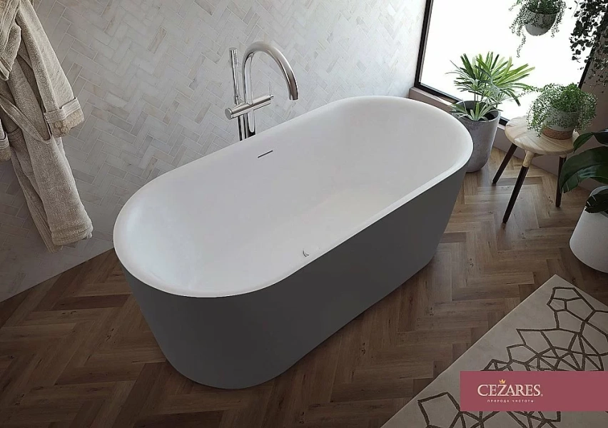 Ванна акриловая Cezares Metauro 180x80 см серая матовая - фото 1