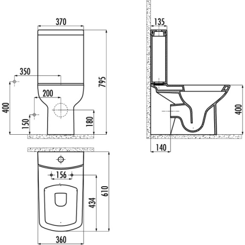 Унитаз компакт Creavit Lara LR360-00CB00E-0000 с функцией биде - фото 4