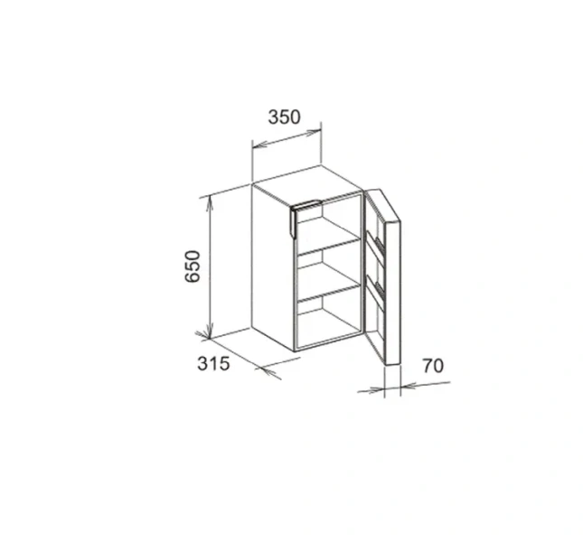 Шкафчик, петли справа, корпус:белый, фасад:белый Keuco Edition 300, по запросу - фото 2