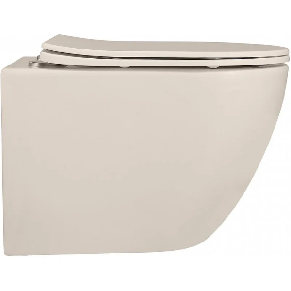 Унитаз подвесной Abber BEQUEM бежевый матовый, безободковые, сиденье с микролифтом , с антивсплеском - фото 6