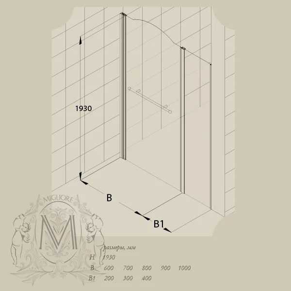 Душевая дверь в нишу Migliore Diadema 90 см профиль бронза стекло матовое правая - фото 2