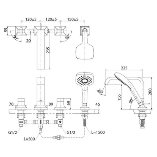 Смеситель для ванны TOTO GC хром - фото 2