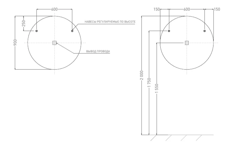 Зеркало с подсветкой Salini Ombra 90 см с регулируемыми навесами - фото 2