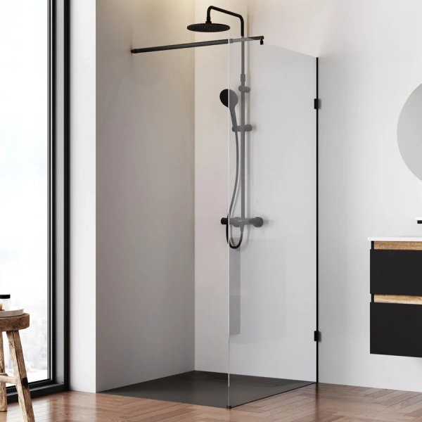 Душевая перегородка Am.Pm X-Joy 100 см профиль черный, черные - фото 3